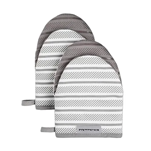 KitchenAid Albany Mini Oven Mitt 2-Pack Set, Grey