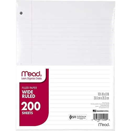 Mead Filler Paper Loose Leaf, Wide Ruled, 400 Sheets