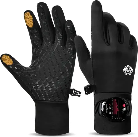 Pixel Panda Running Gloves w/ Smartwatch Window & Reflective Strips