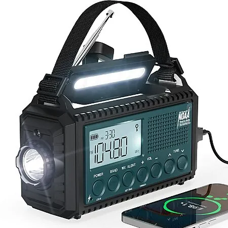 Prime: Mesqool 5000mAh Solar Hand-Crank NOAA/AM/FM/SW Emergency Weather Radio