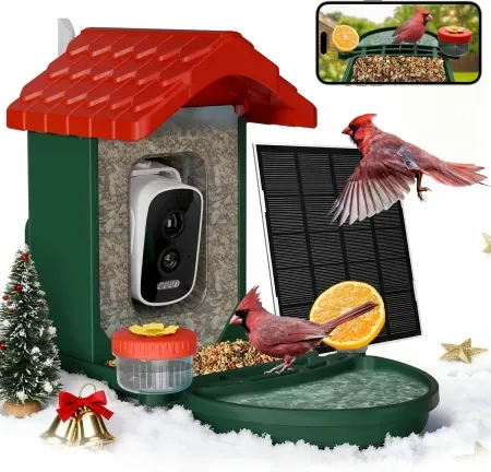 VISIOGEAR 2-in-1 Smart Wild Bird Feeder & Bath w/ 4K HD Camera