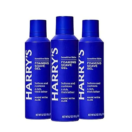 3-Pk 6.7-Oz Harry's Foaming Shave Gel for Men w/ Aloe