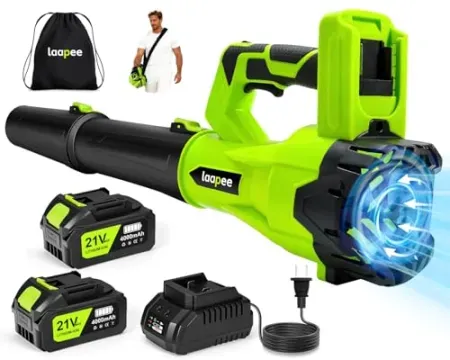laapee 650CFM Cordless Electric Leaf Blower with 2 4.0Ah Battery
