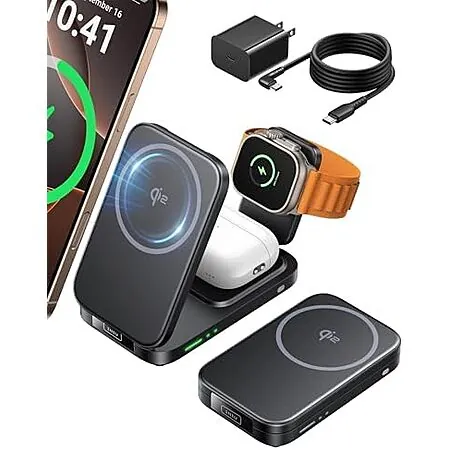 15W INIU SnapGo 3-in-1 Qi2 MagSafe Foldable Wireless Charging Station