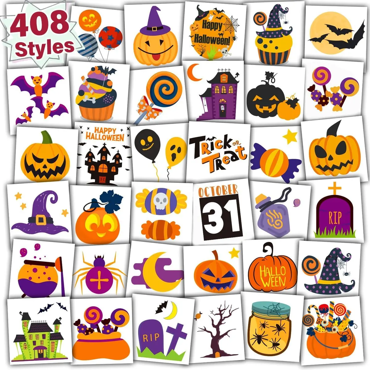 Halloween Temporary Tattoo 408-Pieces
