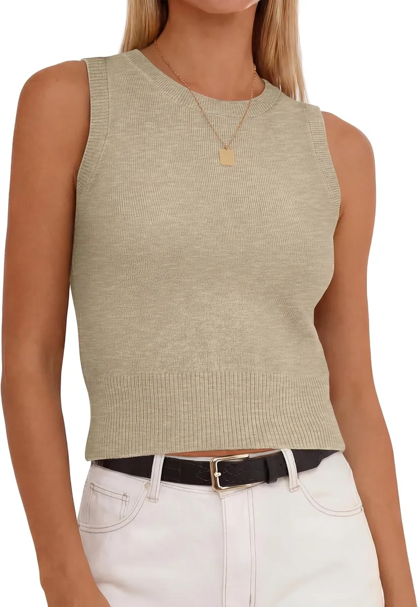 ANRABESS Sleeveless Cropped Sweater