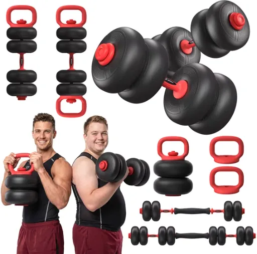 MERACH 45-lb Adjustable Dumbbell, Barbell & Kettlebell Home Gym Weight Set