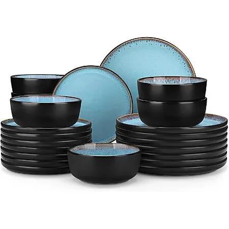 24-Pc vancasso AMBER Stoneware Dinnerware Set for 8 (Light Blue)
