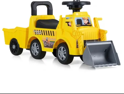 Kids Ride On Excavator with Shovel and Detachable Trailer, 18 Months+