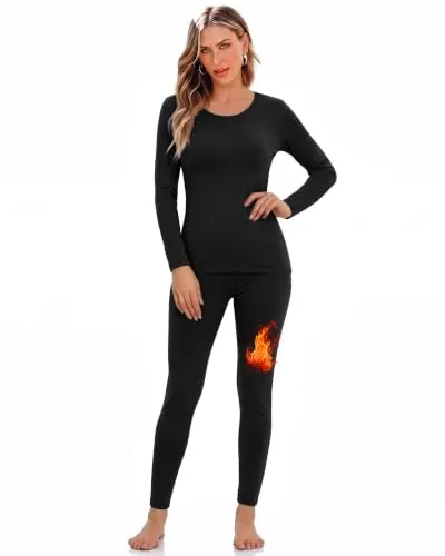 WIHOLL Fleece Lined Thermal Underwear Base Layer