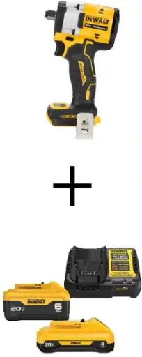 DEWALT ATOMIC 20V MAX 1/2-Inch Brushless Impact Wrench Kit with 6.0Ah and 4.0Ah Batteries and Charger