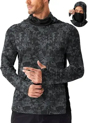 PINSPARK UPF 50+ Sun Protection Long Sleeve Men's Hoodie w/ Mask