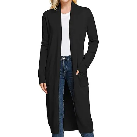 GRACE KARIN Women's Lightweight Long Open-Front Cardigan w/ Pockets (Various)