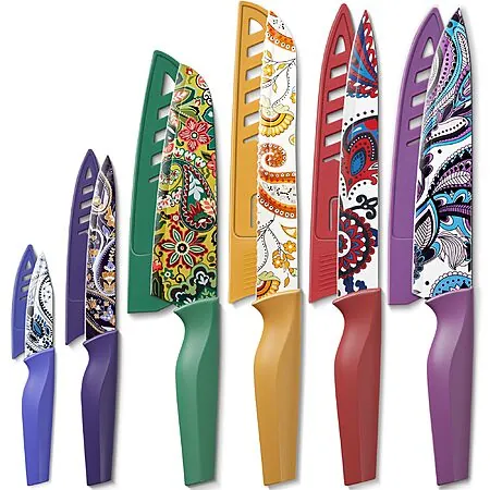 6-pc Astercook Paisley Pattern Knife Set w/ Covers