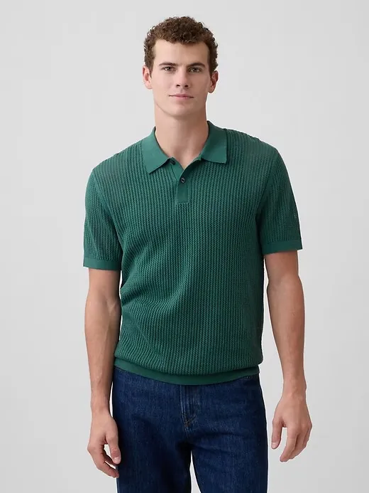 Gap Factory Men's Crochet Sweater Polo Shirt