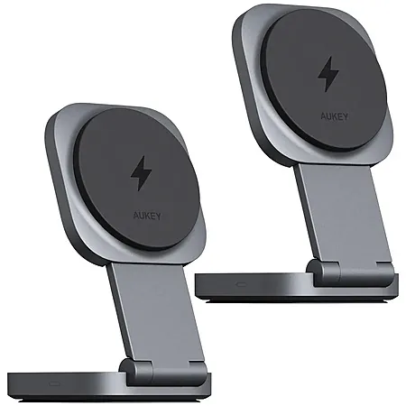 2-Pk Aukey Magfusion 15W Qi2 2-in-1 Foldable Chargers