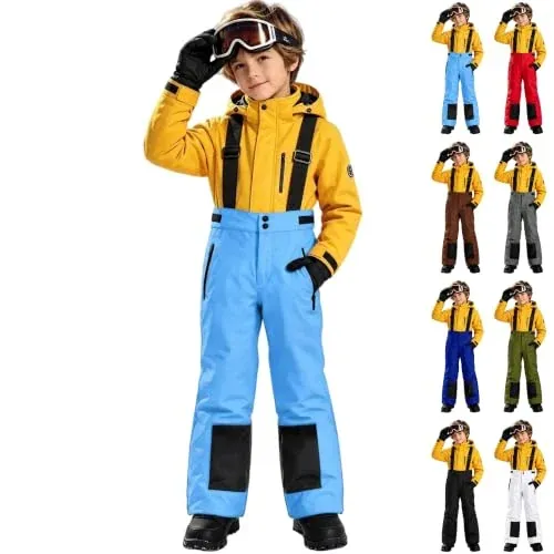 Kids Ski Bib Snow Pants Adjustable Straps Winter Overalls