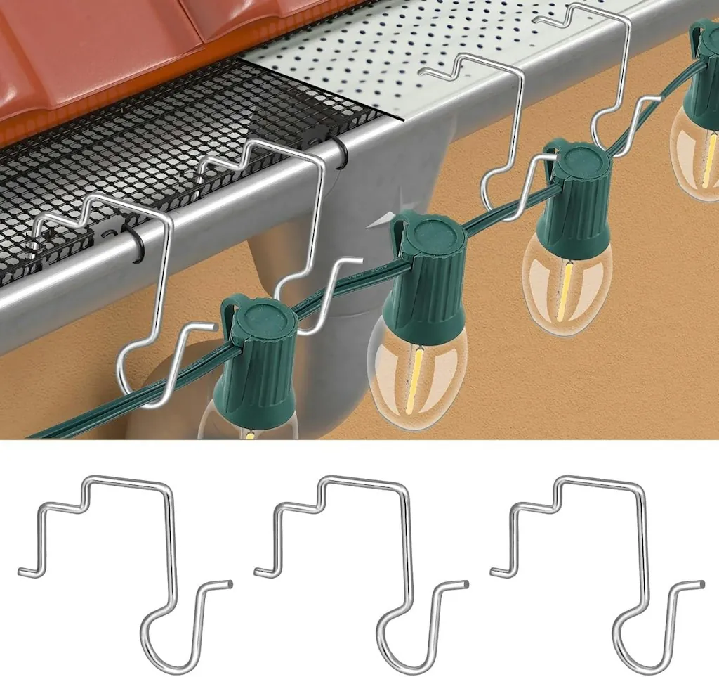Tryly Stainless Steel Gutter Clips for Outdoor Lights 50-Pack