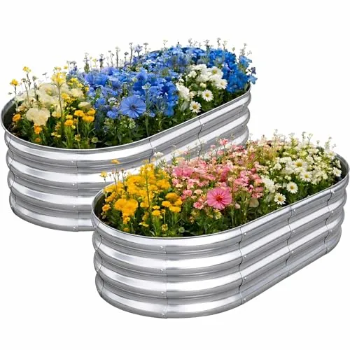 TATAANTY Galvanized Raised Garden Bed 2-Pack 4'x2'x1'