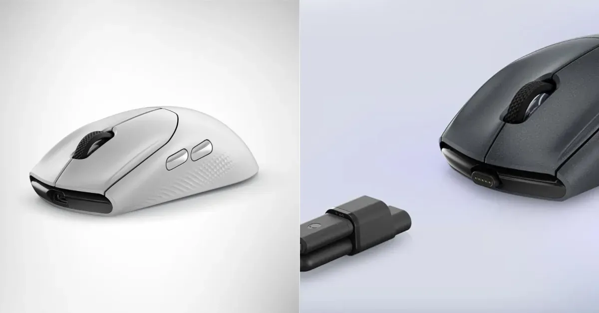 Alienware’s AW720M tri-mode wireless gaming mouse in the Lunar Light finish