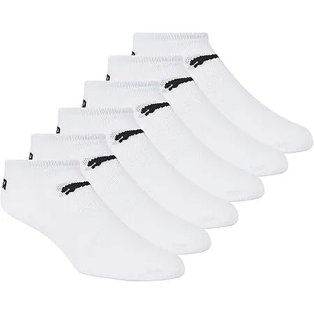 6-Pk Women's PUMA Low-Cut Logo Runner Socks (White/Black)