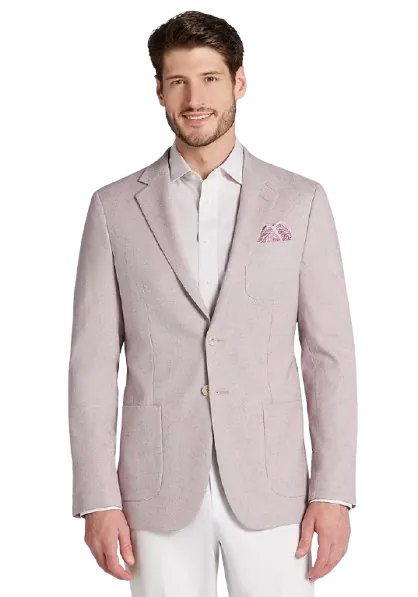 Jos. A. Bank Men's Slim Fit Comfort Stretch Linen Blend Herringbone Sportcoat