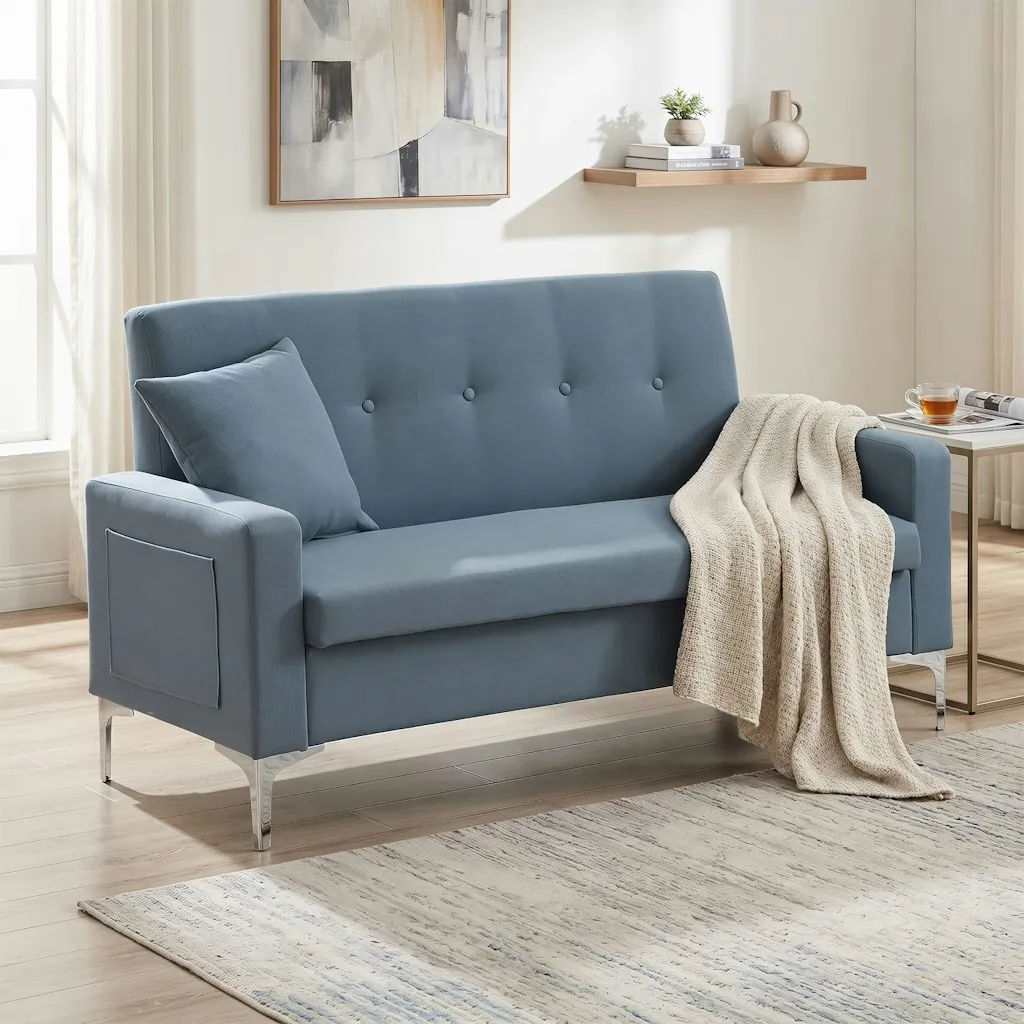 57" Upholstered Storage Loveseat Sofa