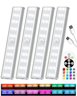 4-Pack SZOKLED 48-LED Motion Sensor Under Cabinet Rechargeable Lights