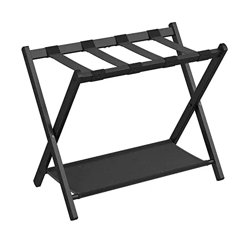 SONGMICS Foldable Luggage Rack with Storage Shelf