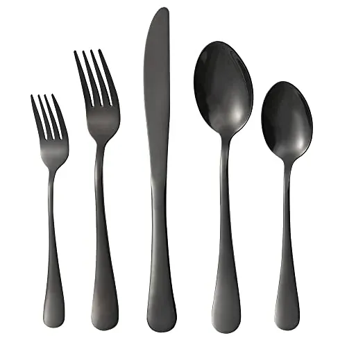 Black Silverware Set for 8 - 40 Pieces