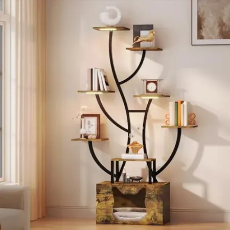 YITAHOME 8-Tier Tall Bookshelf with LED Light