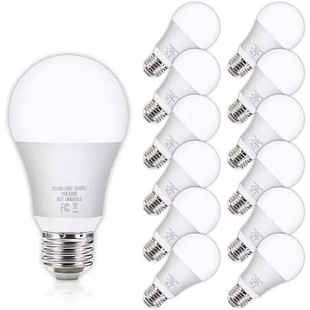 12-Pk YoChoice 100W Equivalent 1100 Lumens A19 LED Light Bulbs (Daylight)