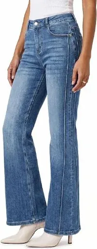 Arach&Cloz Women’s Stretch Denim Side Seam Fall Work Casual Flare Jeans