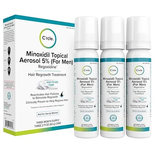 C'rcle 5% Minoxidil Hair Regrowth Foam for Men 3-Pack