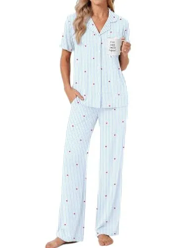 Ekouaer Women's Bamboo Viscose Pajama Set