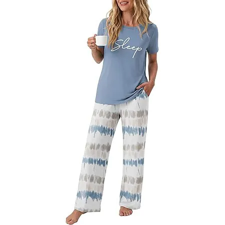 2-Pc PrinStory Women's Short Sleeve Crew Neck Pajama Set (Various Colors)