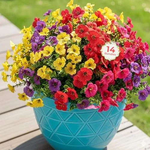 Auihiay 14-Bundle Artificial Outdoor Flowers