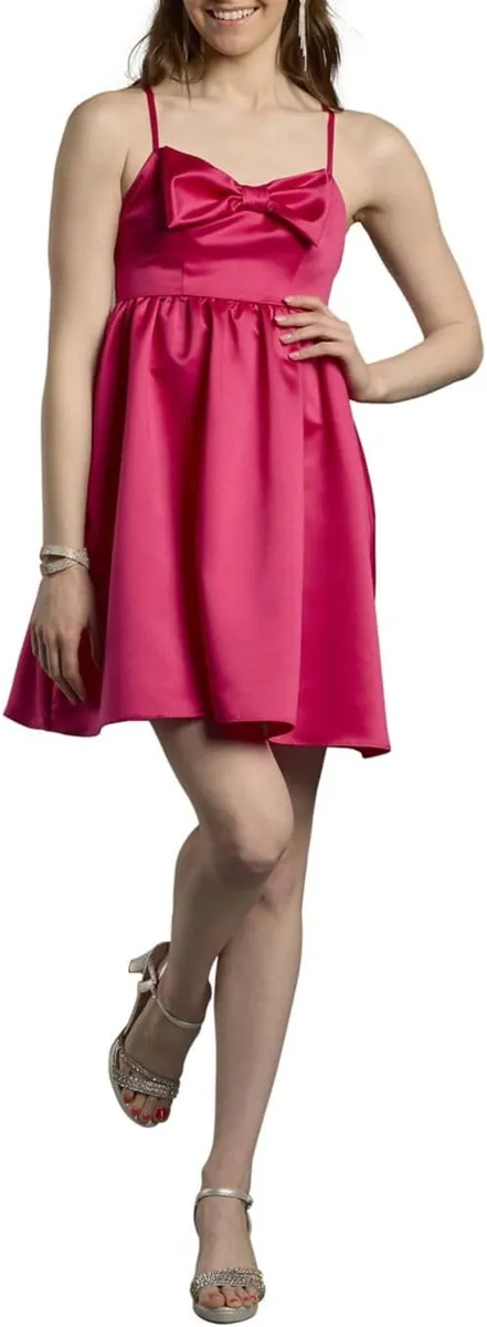 David’s Bridal Bow Satin A-Line Mini Dress