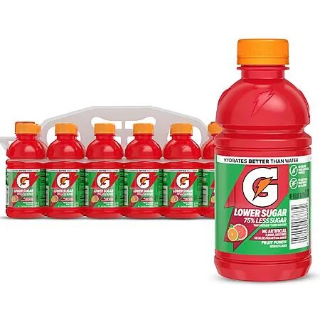 12-Pk 12-Oz Gatorade Lower Sugar Electrolyte Sports Drink (Fruit Punch)
