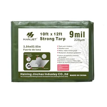 Hanjet 10' x 12' Waterproof Heavy Duty Tarp (9mil Thick)