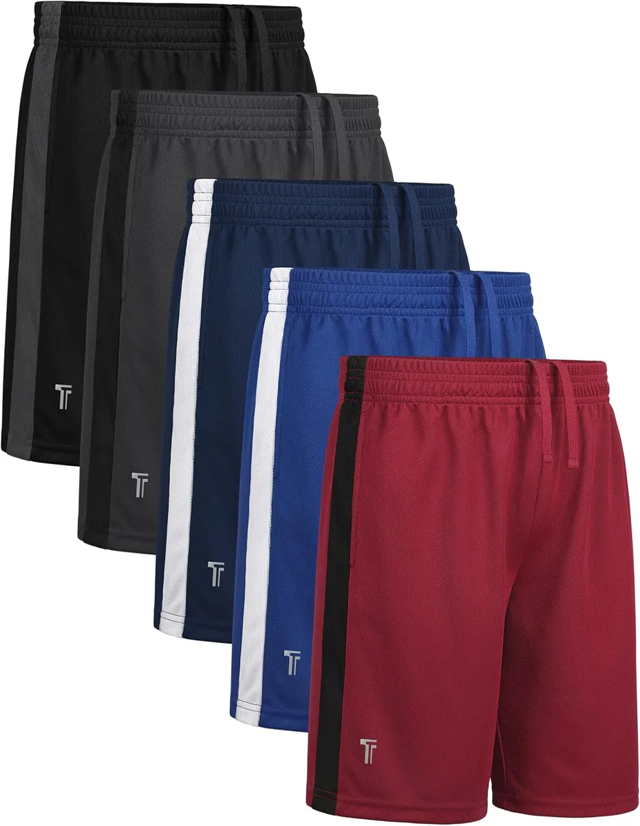 Tuliara Boys Mesh Athletic Shorts 5-Pack