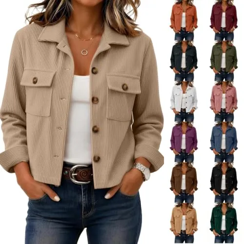 Women's Corduroy Button Long Sleeve Coat
