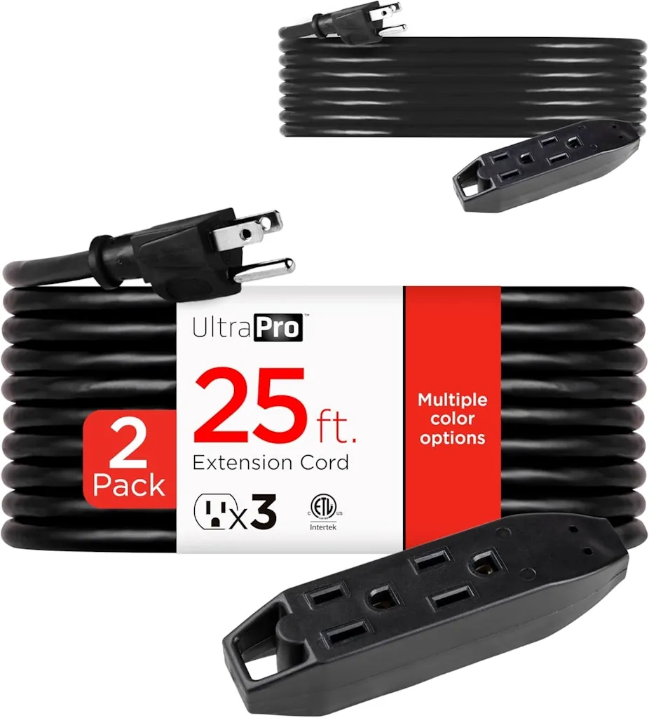 UltraPro 25-Foot 3-Outlet Indoor Extension Cord 2-Pack