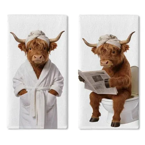 Highland Cow Bathroom/Dish Towel Set of 2