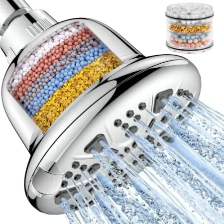 MakeFit 7-Setting High Pressure Filtered Shower Head w/ Hard Water Filter