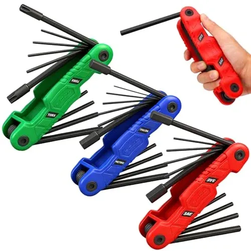 SEDY 34-Piece Folding Hex Key Set (SAE, Metric & Torx)