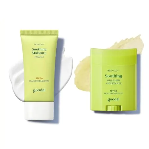Goodal Heartleaf Soothing Moisture Sunscreen + Heartleaf Soothing Quick Sliding Sunscreen Stick Bundle