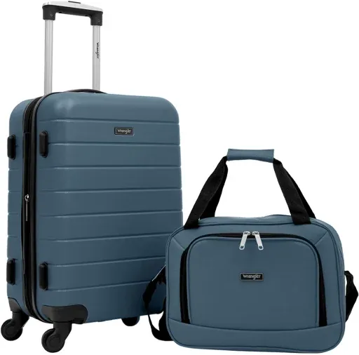 Wrangler 2-Piece Expandable Rolling Hard Side Carry-on Spinner Set with Cup Holder