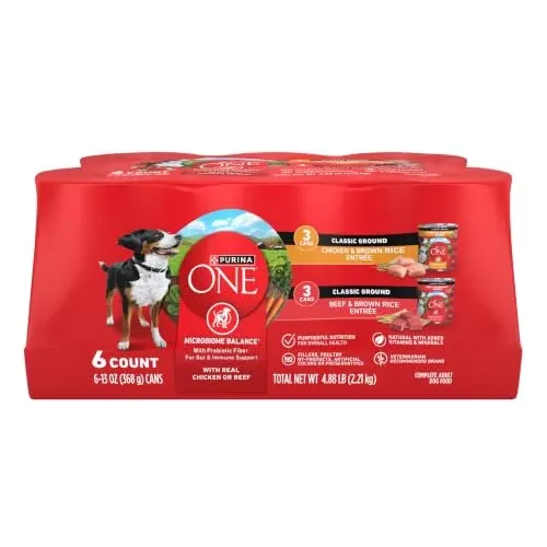 Purina ONE Wet Dog Food Variety Pack, Classic Ground, 6x 13 oz Cans