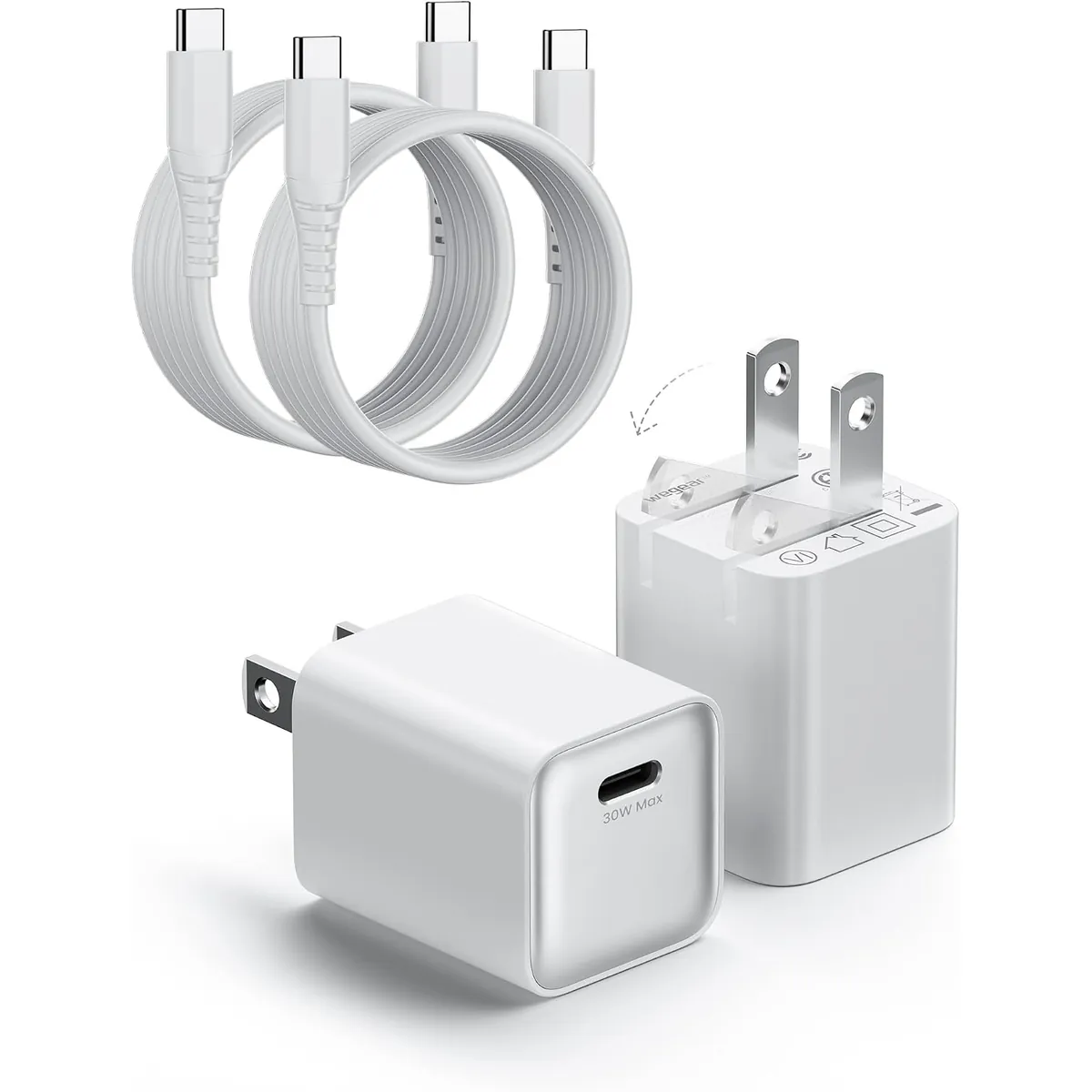Wegear 30W USB-C GaN III Wall Charger Block 2 Pack